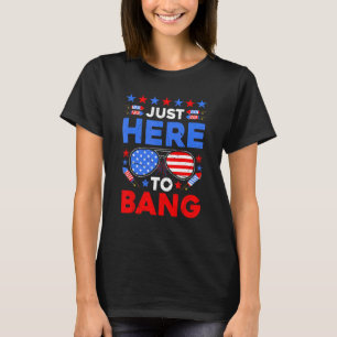 4th Of July Chicken Beer Just Here To Bang USA Fla T-Shirt