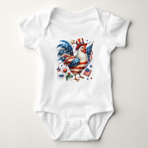 4th of July Chicken Clipart-61531 Baby Bodysuit