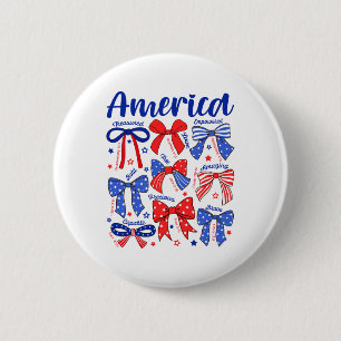 4th Of July Christian Coquette Bow America Indepen 2 Inch Round Button