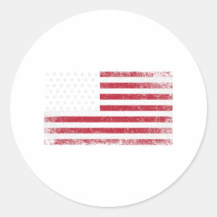4th Of July Christmas Gift American Flag Vintage C Classic Round Sticker