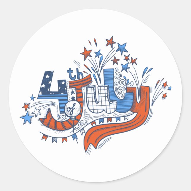 4th of July  Classic Round Sticker (Front)