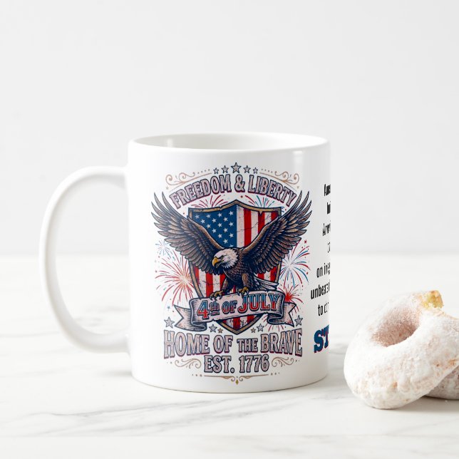 4th Of July  Coffee Mug (With Donut)