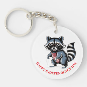 "4th of July" Cool Raccoon Patriotic Keychain