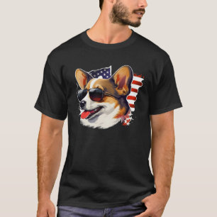 4th Of July Corgi American Flag Dog T-Shirt
