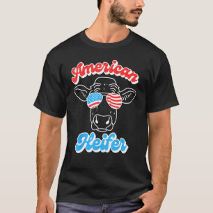 4th of July Cow American Heifer Red White and Blue T-Shirt