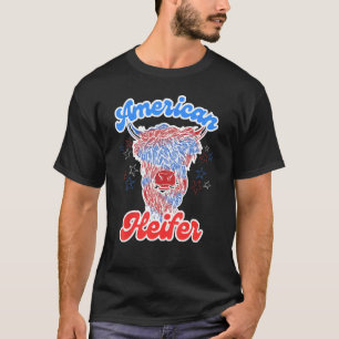 4th of July Cow for American Heifer Highland Cow T-Shirt