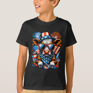 4th Of July Cow Heifer Patriotic Cow Farmer  T-Shirt