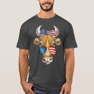 4th of July Cow Heifer Patriotic Farmer Wife Ameri T-Shirt