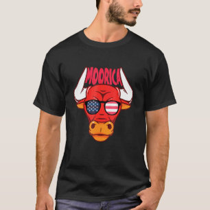 4th Of July Cow Moorica American Flag Patriotic Us T-Shirt
