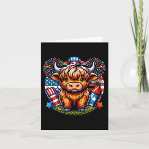4th Of July Cow Patriotic Cute Cow Farmer Card