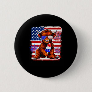 4th Of July Cow Popsicle Firework Usa American  2 Inch Round Button