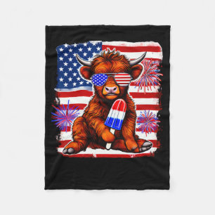 4th Of July Cow Popsicle Firework Usa American Fleece Blanket