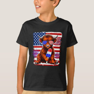 4th Of July Cow Popsicle Firework Usa American  T-Shirt