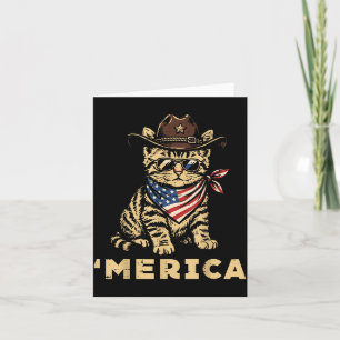 4th of July Cowboy Cat Merica Patriotic Women Card