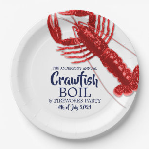  4th of July Crawfish Boil Summer Party white Paper Plate