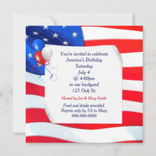 4th of July Curled Paper on Flag Invitation