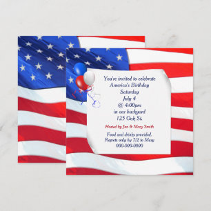 4th of July Curled Paper on Flag Invitation