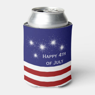 4th of July Customizable Can Cooler with Fireworks