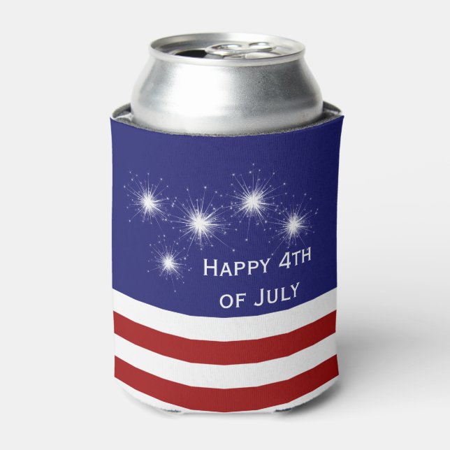 4th of July Customizable Can Cooler with Fireworks (Can Front)