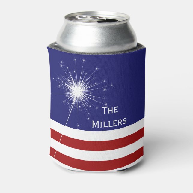 4th of July Customizable Can Cooler with Sparkler (Can Back)