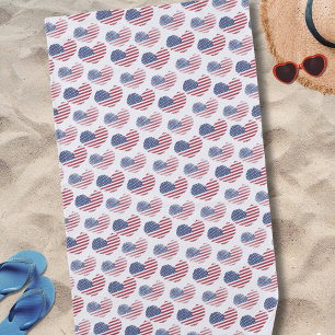 4th of July Cute American Flag Patriotic Beach Towel