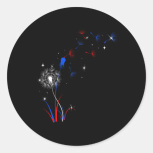 4th Of July Cute Flower American Patriotic Classic Round Sticker