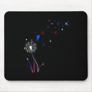 4th Of July Cute Flower American Patriotic Mouse Pad