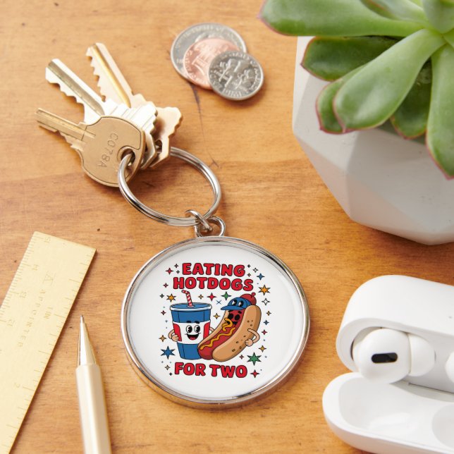 4th Of July Cute Hotdogs Keychain (Desk)
