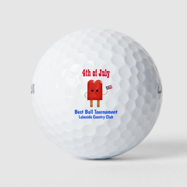 4th of July Cute Patriotic Tournament Outing Golf Balls (Front)