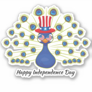 4th Of July Cute peacock Indepe Day Usa Flag Glass