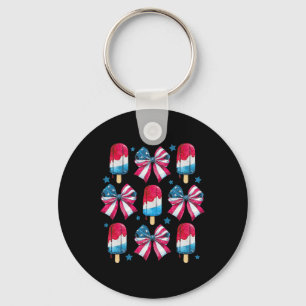 4th Of July Cute Popsicle Bows Patriotic Women Kid Keychain