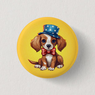 4th Of July Cute Puppy Dog-71009 1 Inch Round Button