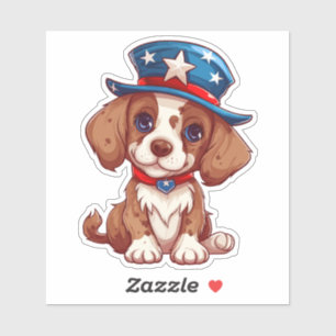 4th of July Cute Puppy With American Hat-71009