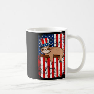 4th Of July Cute Sloth Usa American Flag Independe Coffee Mug