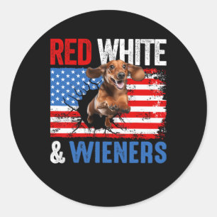 4th Of July Dachshund Dog Shirt Red White And Wien Classic Round Sticker
