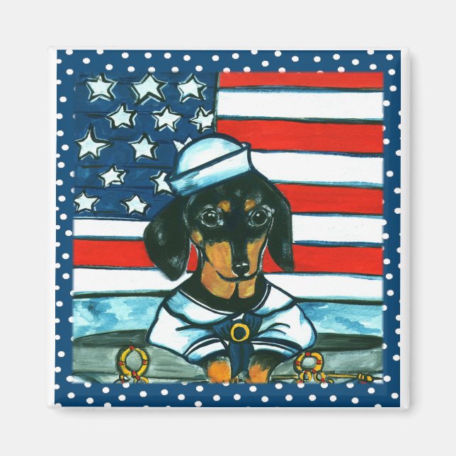 4th of July Dachshund Magnet (Front)