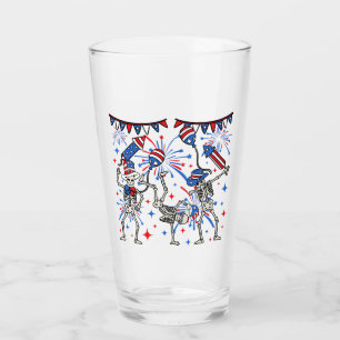 4th Of July Dancing Skeletons Drinking Glass