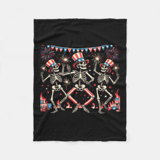 4th Of July Dancing Skeletons Funny Patriotic Men Fleece Blanket