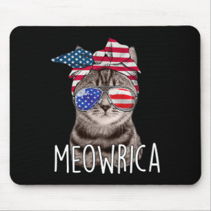 4th Of July Day Of Independence Meowrica meowrica Mouse Pad