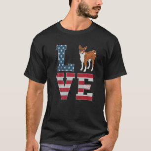 4th Of July Decor Patriotic Love Basenji Dog Ameri T-Shirt