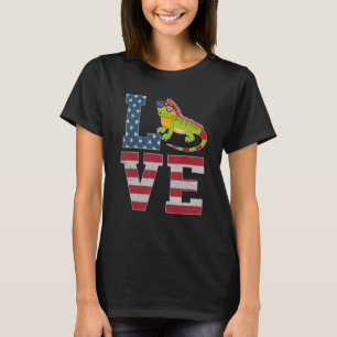 4th Of July Decor Patriotic Love Iguana American F T-Shirt