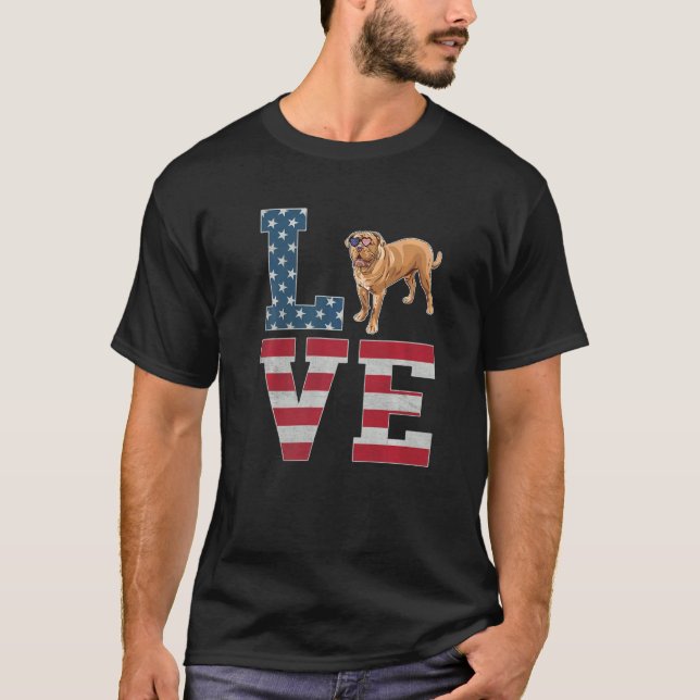 4th Of July Decor Patriotic Love Mastiff Dog Ameri T-Shirt (Front)