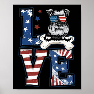4th Of July Decor Patriotic Love Schnauzer Dog Usa