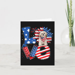 4th Of July Decor Patriotic Love Shih Tzu Dog Usa Card