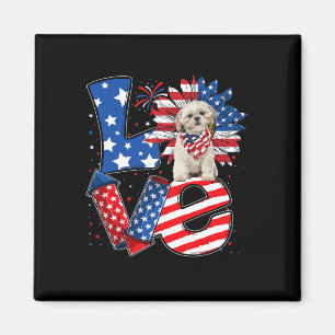 4th Of July Decor Patriotic Love Shih Tzu Dog Usa Magnet