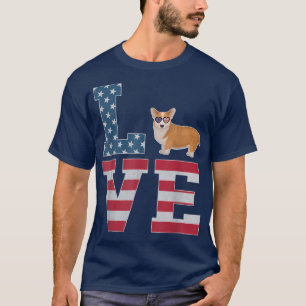 4th of July Decor Patriotic LOVE Welsh Corgi Ameri T-Shirt