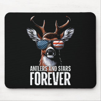 4th Of July Deer Antler And Star Forever Mouse Pad