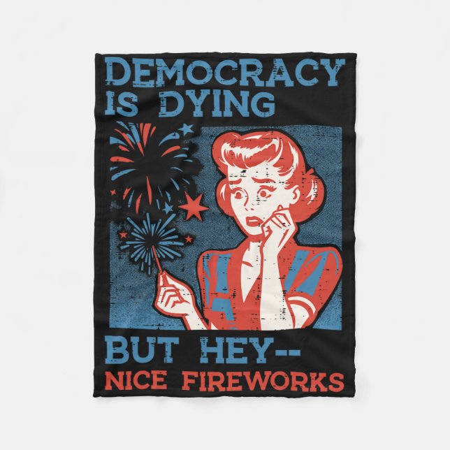 4th Of July Democracy Nice Firework Protest Resist Fleece Blanket (Front)