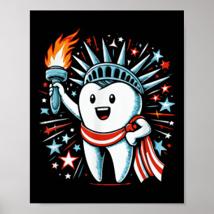 4th Of July Dentist Tooth Dental Patriotic Women M Poster