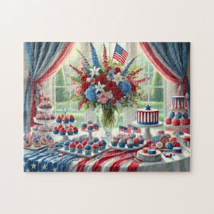 4th of July Dessert Table Patriotic Sweets Jigsaw Puzzle